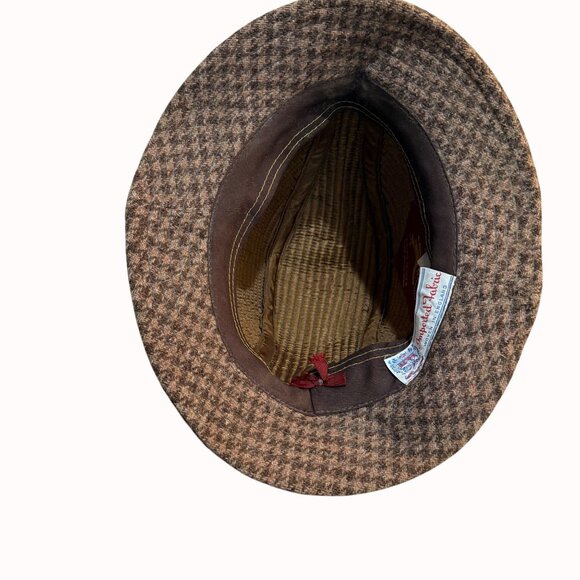 Country Gentleman Trilby Hat Brown Wool Houndstooth Tweed VTG England Grandpacor - Picture 9 of 13